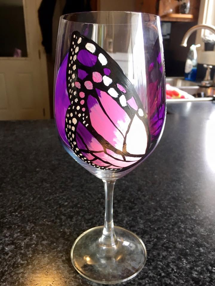 Hand Painted Tulip Wine Glass Art