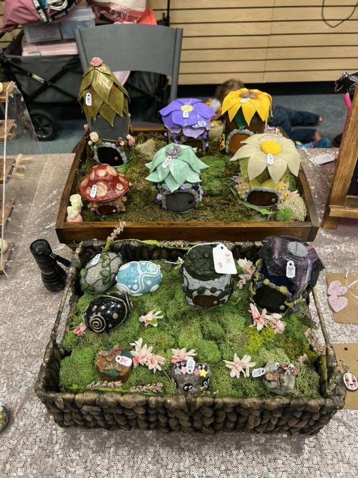 Sculpted Clay Toadstool Fairy Cottages